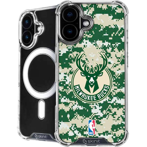 NBA Milwaukee Bucks Camo Digi iPhone 16 Plus MagSafe Case
