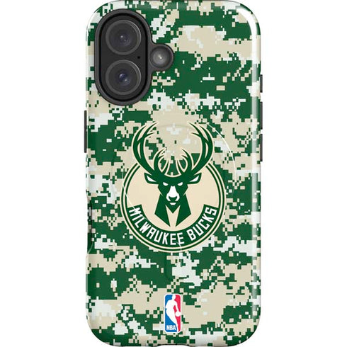 NBA Milwaukee Bucks Camo Digi iPhone 16 Plus Magsafe Impact Case