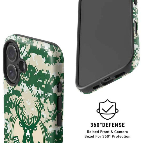 NBA Milwaukee Bucks Camo Digi iPhone 16 Plus Magsafe Impact Case