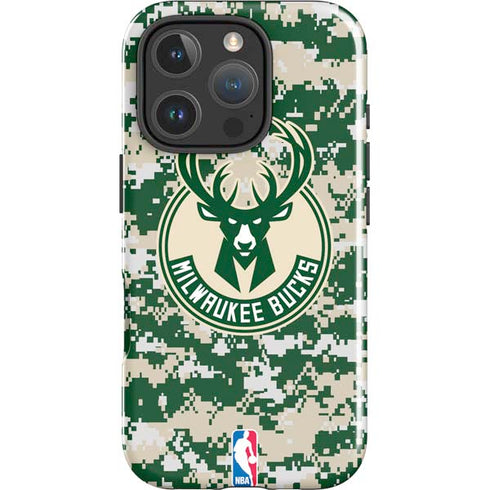 NBA Milwaukee Bucks Camo Digi iPhone 16 Pro Impact Case