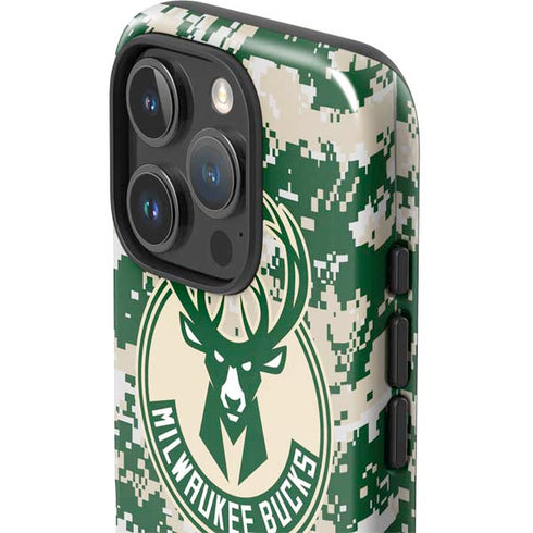 NBA Milwaukee Bucks Camo Digi iPhone 16 Pro Impact Case