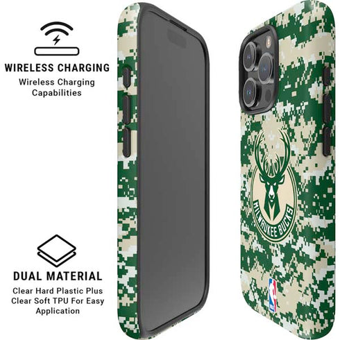 NBA Milwaukee Bucks Camo Digi iPhone 16 Pro Magsafe Impact Case