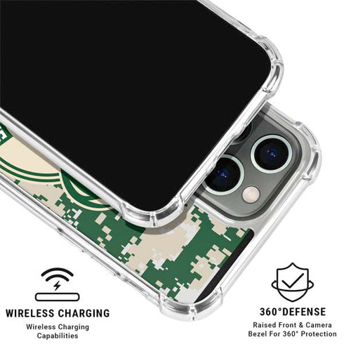 NBA Milwaukee Bucks Camo Digi iPhone 16 Pro Max Clear Case