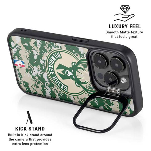 NBA Milwaukee Bucks Camo Digi iPhone 16 Pro Max Kickstand Case