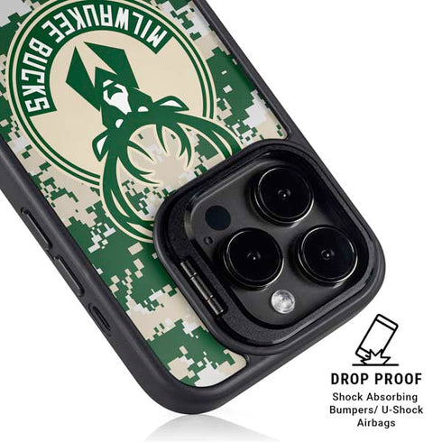 NBA Milwaukee Bucks Camo Digi iPhone 16 Pro Max Kickstand Case