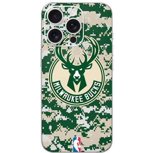 NBA Milwaukee Bucks Camo Digi iPhone 16 Pro Skin