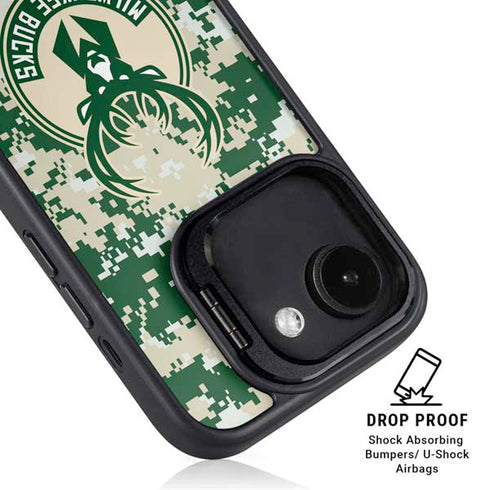NBA Milwaukee Bucks Camo Digi iPhone 16e Kickstand Case