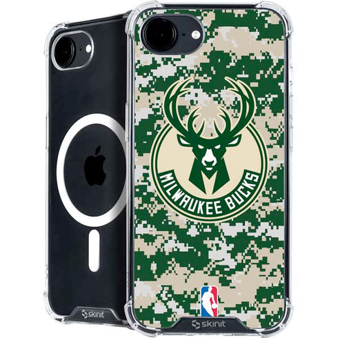 NBA Milwaukee Bucks Camo Digi iPhone 16e MagSafe Case