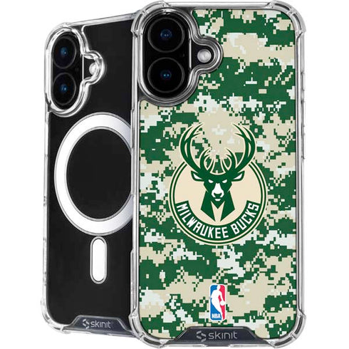 NBA Milwaukee Bucks Camo Digi iPhone 17 MagSafe Case