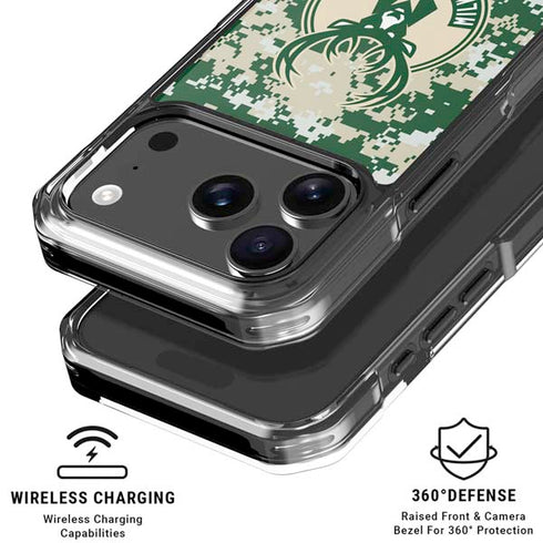 NBA Milwaukee Bucks Camo Digi iPhone 18 Pro Clear Case
