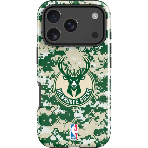 NBA Milwaukee Bucks Camo Digi iPhone 18 Pro Impact Case