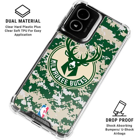NBA Milwaukee Bucks Camo Digi Moto G Power 5G (2024) Clear Case
