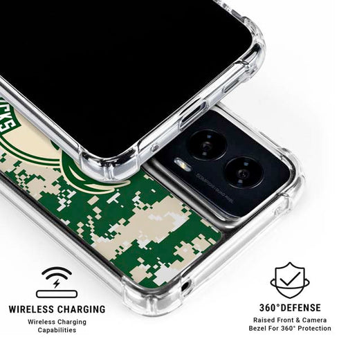 NBA Milwaukee Bucks Camo Digi Moto G Power 5G (2024) Clear Case