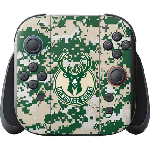 NBA Milwaukee Bucks Camo Digi Nintendo Switch 2 (2025) with Joy-Con Skin