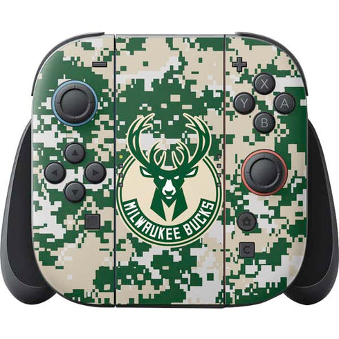 NBA Milwaukee Bucks Camo Digi Nintendo Switch 2 (2025) Joy-Con Controller Skin