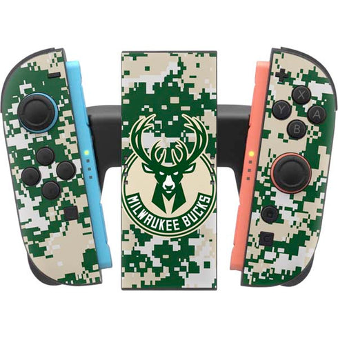 NBA Milwaukee Bucks Camo Digi Nintendo Switch 2 (2025) Joy-Con Controller Skin