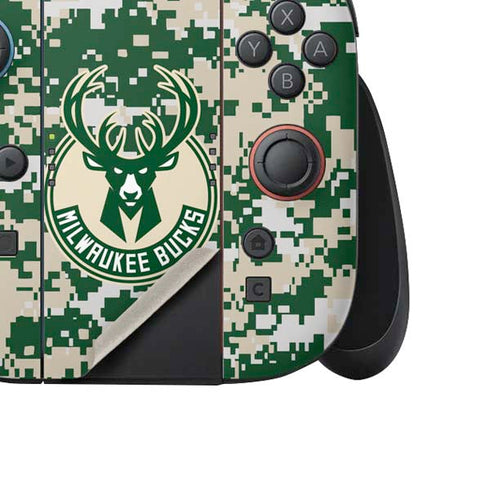 NBA Milwaukee Bucks Camo Digi Nintendo Switch 2 (2025) Joy-Con Controller Skin