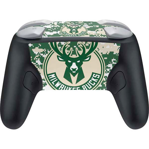 NBA Milwaukee Bucks Camo Digi Nintendo Switch 2 (2025) Pro Controller Skin