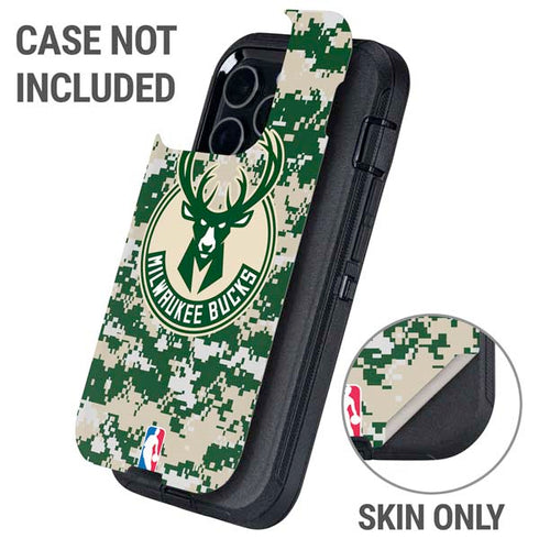 NBA Milwaukee Bucks Camo Digi Otterbox Defender iPhone Skin