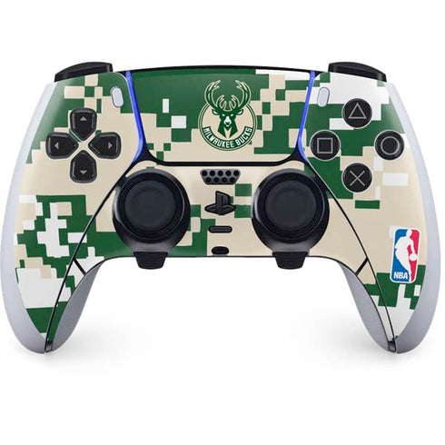 NBA Milwaukee Bucks Camo Digi PS5 DualSense Edge Pro Controller Skin