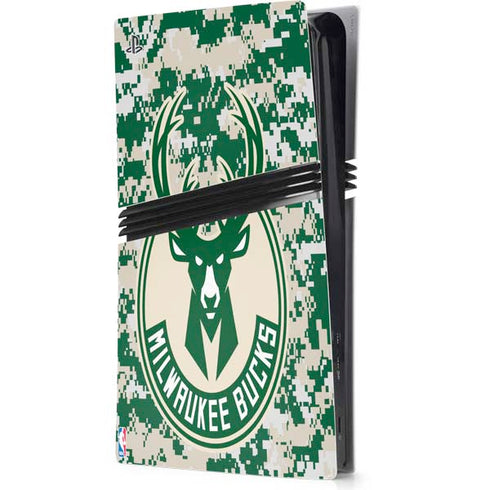 NBA Milwaukee Bucks Camo Digi PS5 Pro Console Skin