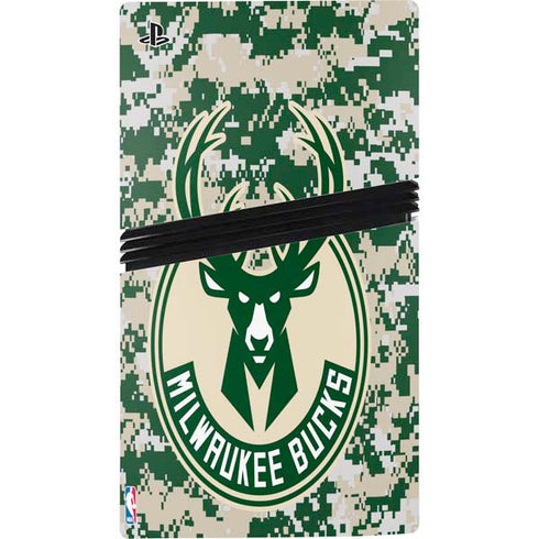 NBA Milwaukee Bucks Camo Digi PS5 Pro Console Skin