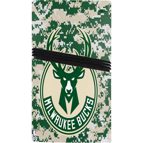 NBA Milwaukee Bucks Camo Digi PS5 Pro Console Skin