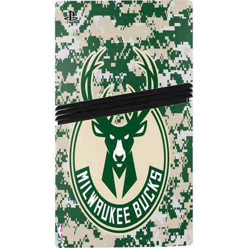 NBA Milwaukee Bucks Camo Digi PS5 Pro Disk Bundle Skin