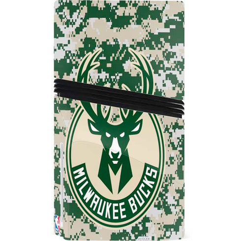 NBA Milwaukee Bucks Camo Digi PS5 Pro Disk Bundle Skin