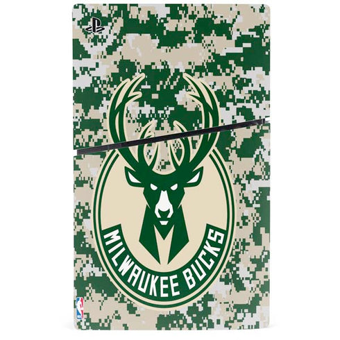 NBA Milwaukee Bucks Camo Digi PS5 Slim Digital Edition Console Skin