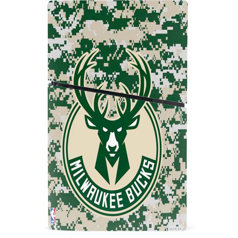 NBA Milwaukee Bucks Camo Digi PS5 Slim Digital Edition Console Skin