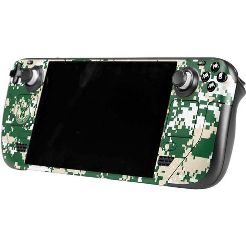 NBA Milwaukee Bucks Camo Digi Steam Deck Handheld Gaming Computer OLED Skin
