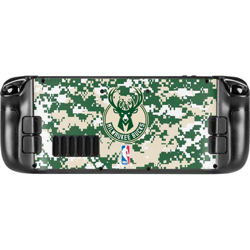 NBA Milwaukee Bucks Camo Digi Steam Deck Handheld Gaming Computer OLED Skin