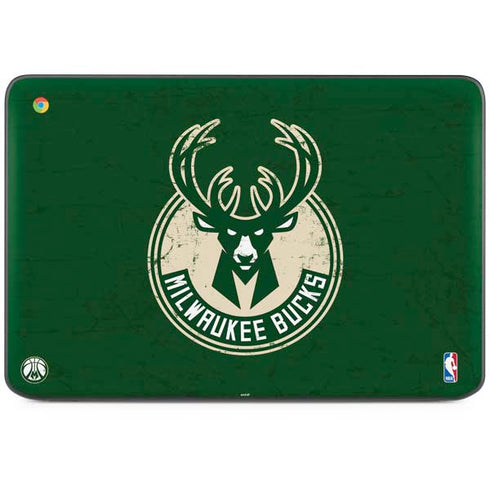 NBA Milwaukee Bucks Green Distressed HP Chromebook Skin