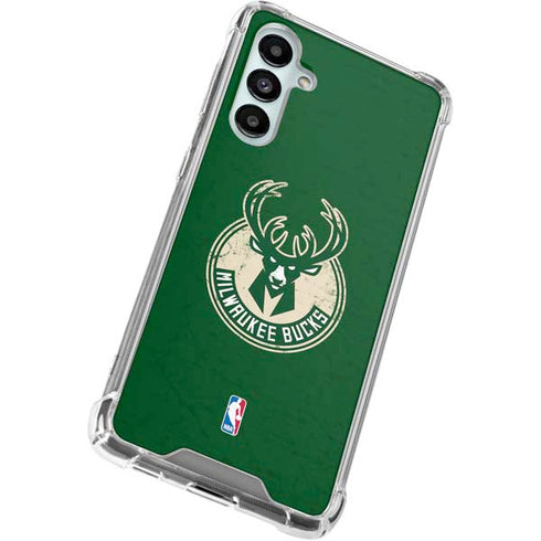 NBA Milwaukee Bucks Green Distressed Galaxy A16 5G Clear Case