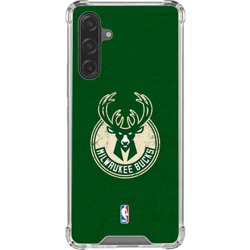 NBA Milwaukee Bucks Green Distressed Galaxy A17 Clear Case