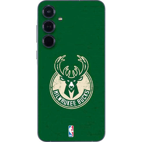 NBA Milwaukee Bucks Green Distressed Galaxy A35 5G Skin