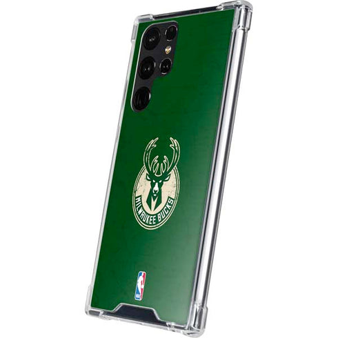 NBA Milwaukee Bucks Green Distressed Galaxy S23 Ultra Clear Case