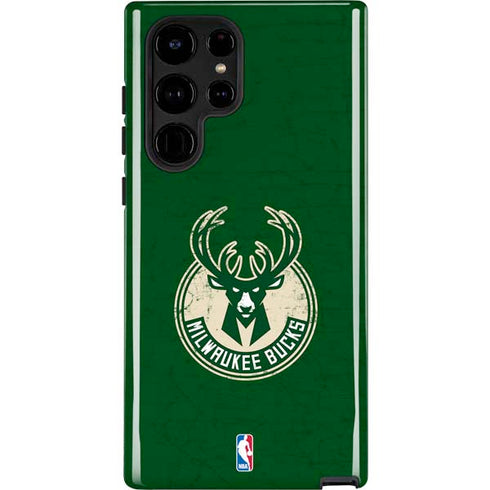 NBA Milwaukee Bucks Green Distressed Galaxy S25 Ultra Impact Case