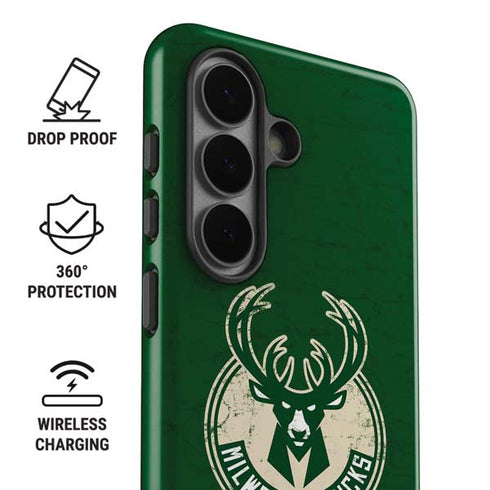 NBA Milwaukee Bucks Green Distressed Galaxy S26 Impact Case