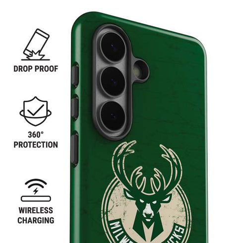 NBA Milwaukee Bucks Green Distressed Galaxy S26 Plus Impact Case