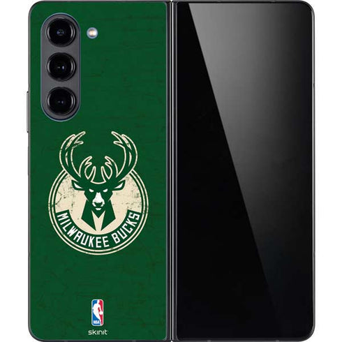 NBA Milwaukee Bucks Green Distressed Galaxy Z Fold5 5G Skin