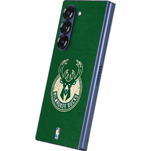 NBA Milwaukee Bucks Green Distressed Galaxy Z Fold6 Skin