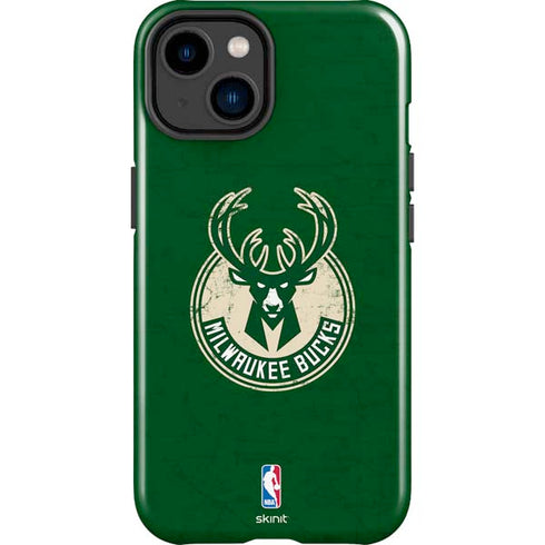 NBA Milwaukee Bucks Green Distressed iPhone 15 Impact Case