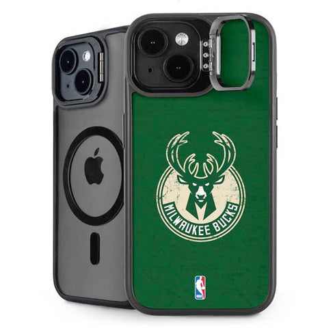 NBA Milwaukee Bucks Green Distressed iPhone 15 Kickstand Case