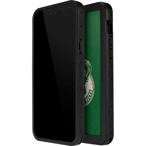 NBA Milwaukee Bucks Green Distressed iPhone 15 Pro Waterproof Case