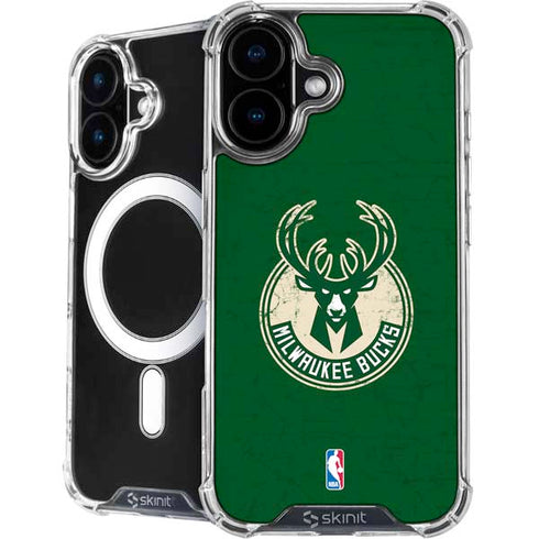NBA Milwaukee Bucks Green Distressed iPhone 16 MagSafe Case
