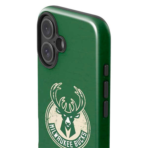NBA Milwaukee Bucks Green Distressed iPhone 16 Plus Impact Case