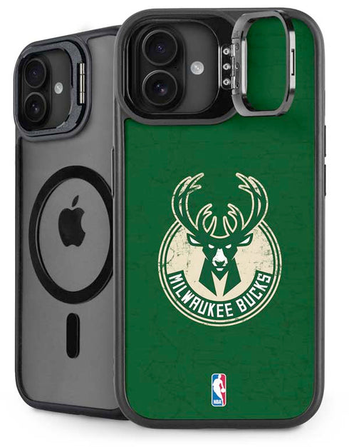 NBA Milwaukee Bucks Green Distressed iPhone 16 Plus Kickstand Case