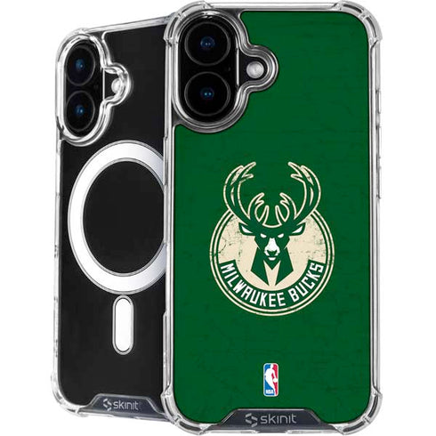 NBA Milwaukee Bucks Green Distressed iPhone 16 Plus MagSafe Case